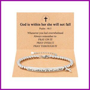 Inspirational Bible Verse Bracelet Stainless Steel 9" Adjustable Christian